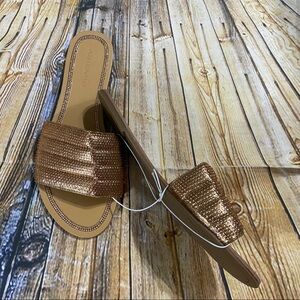 NEW Andiamo ABEEHIVE Gold Slides Size 7.5